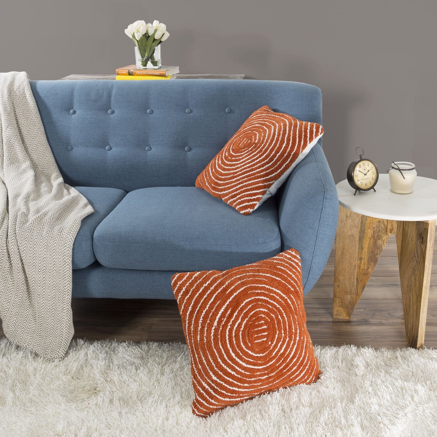 Modern Geometric Decorative Throw Pillow and Insert-Home Decor Concentric Circle Accent Pillow with Hidden Zipper,18 Inch by Lavish Home Color: Burnt Orange