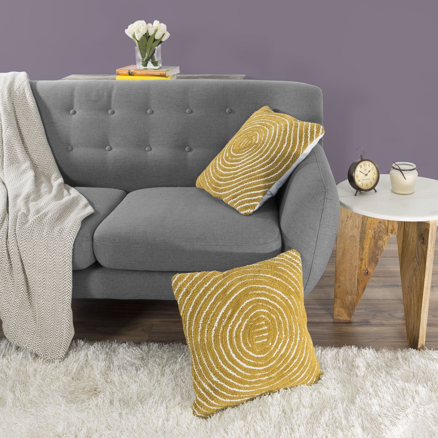 Modern Geometric Decorative Throw Pillow and Insert-Home Decor Concentric Circle Accent Pillow with Hidden Zipper,18 Inch by Lavish Home Color: Ochre Sand