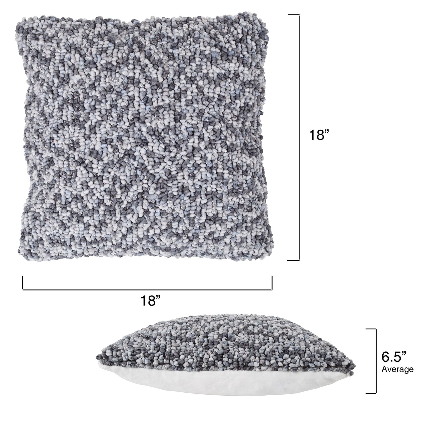 Modern Textured Decorative Throw Pillow and Insert- Home Decor Ombre Loop Accent Pillow with Invisible Zipper, 18 Inch by Lavish Home Color: Charcoal Grey