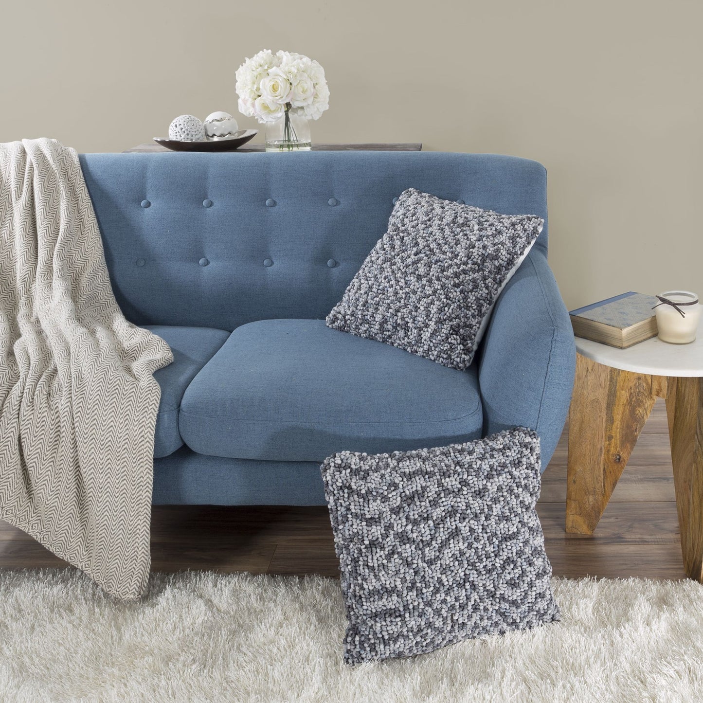 Modern Textured Decorative Throw Pillow and Insert- Home Decor Ombre Loop Accent Pillow with Invisible Zipper, 18 Inch by Lavish Home Color: Charcoal Grey