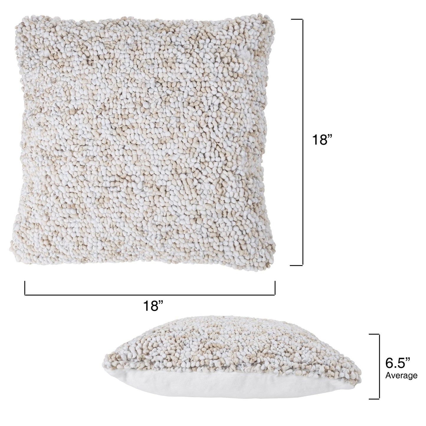 Modern Textured Decorative Throw Pillow and Insert- Home Decor Ombre Loop Accent Pillow with Invisible Zipper, 18 Inch by Lavish Home Color: Ivory Beige