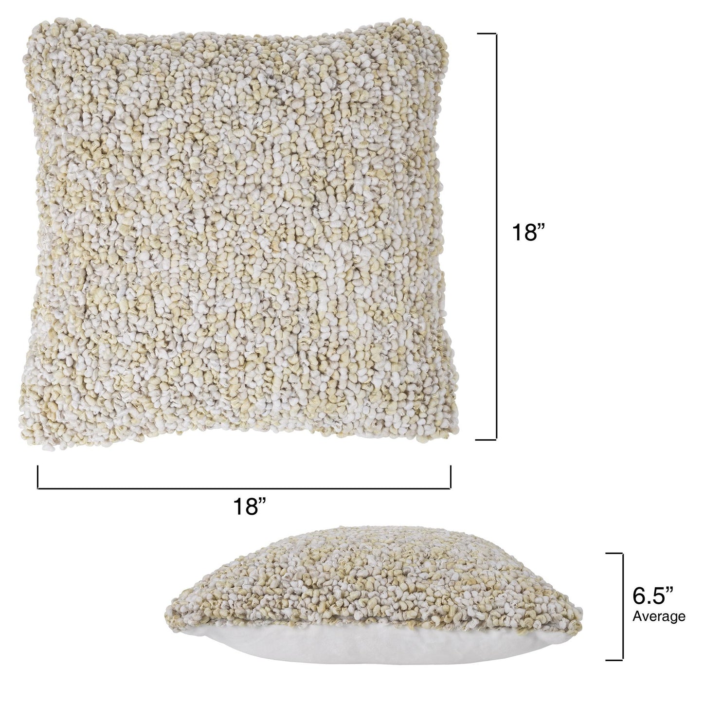 Modern Textured Decorative Throw Pillow and Insert- Home Decor Ombre Loop Accent Pillow with Invisible Zipper, 18 Inch by Lavish Home Color: Beige Ivory