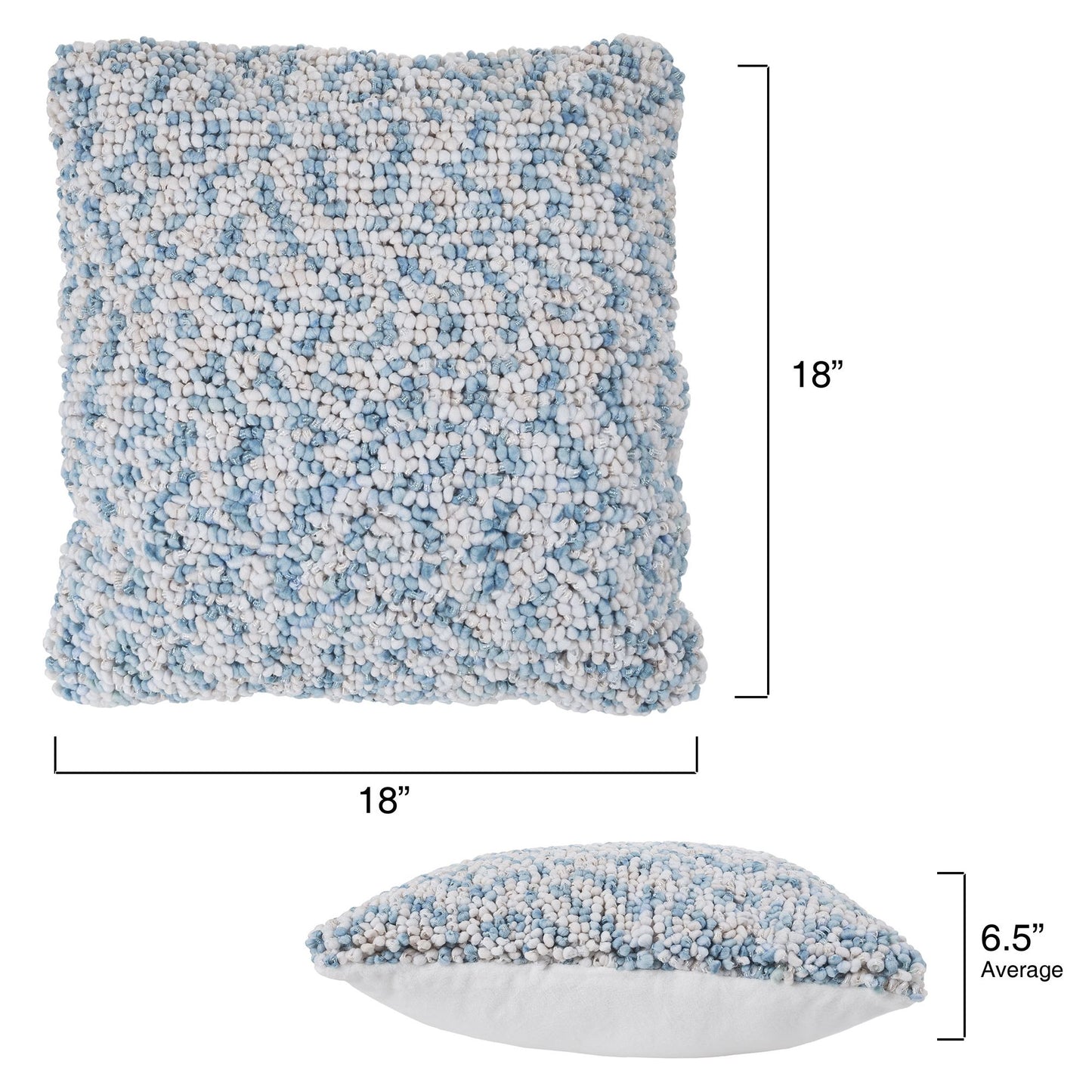 Modern Textured Decorative Throw Pillow and Insert- Home Decor Ombre Loop Accent Pillow with Invisible Zipper, 18 Inch by Lavish Home Color: Ivory Blue