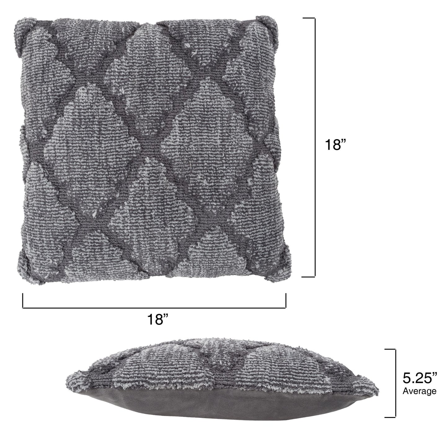 Geometric Textured Decorative Throw Pillow and Insert- Home Decor Lattice Trellis Accent Pillow with Invisible Zipper, 18 Inch by Lavish Home Color: Grey