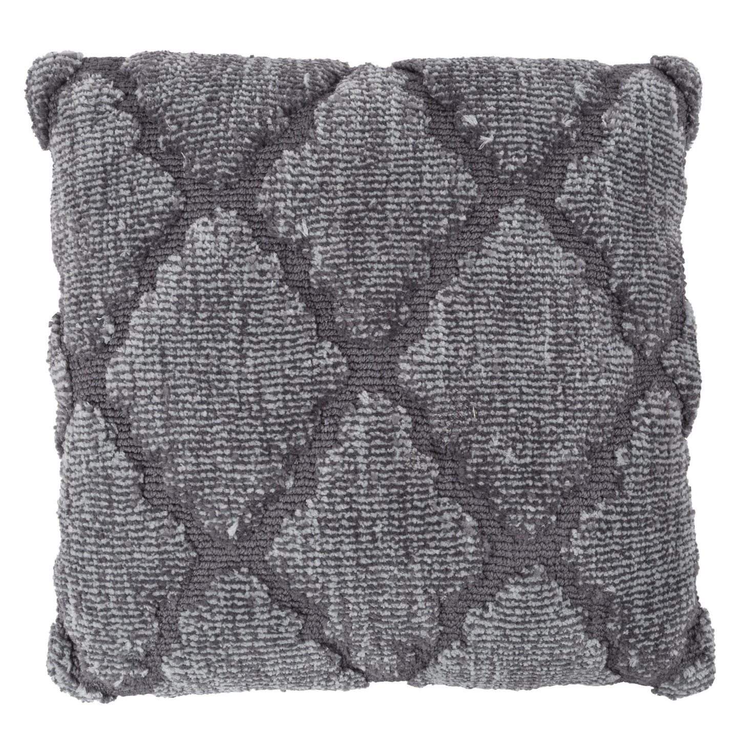 Geometric Textured Decorative Throw Pillow and Insert- Home Decor Lattice Trellis Accent Pillow with Invisible Zipper, 18 Inch by Lavish Home Color: Grey