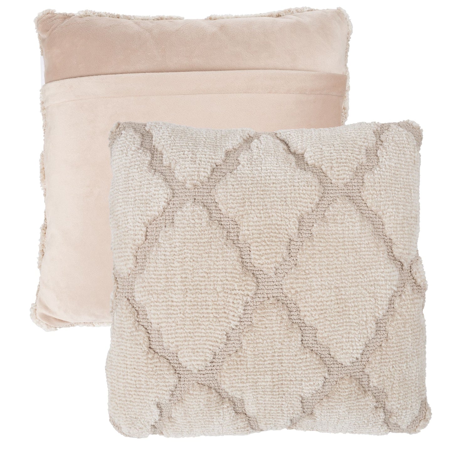 Geometric Textured Decorative Throw Pillow and Insert- Home Decor Lattice Trellis Accent Pillow with Invisible Zipper, 18 Inch by Lavish Home Color: Beige