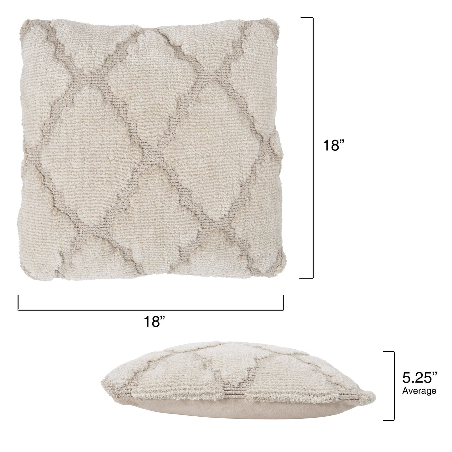 Geometric Textured Decorative Throw Pillow and Insert- Home Decor Lattice Trellis Accent Pillow with Invisible Zipper, 18 Inch by Lavish Home Color: Beige
