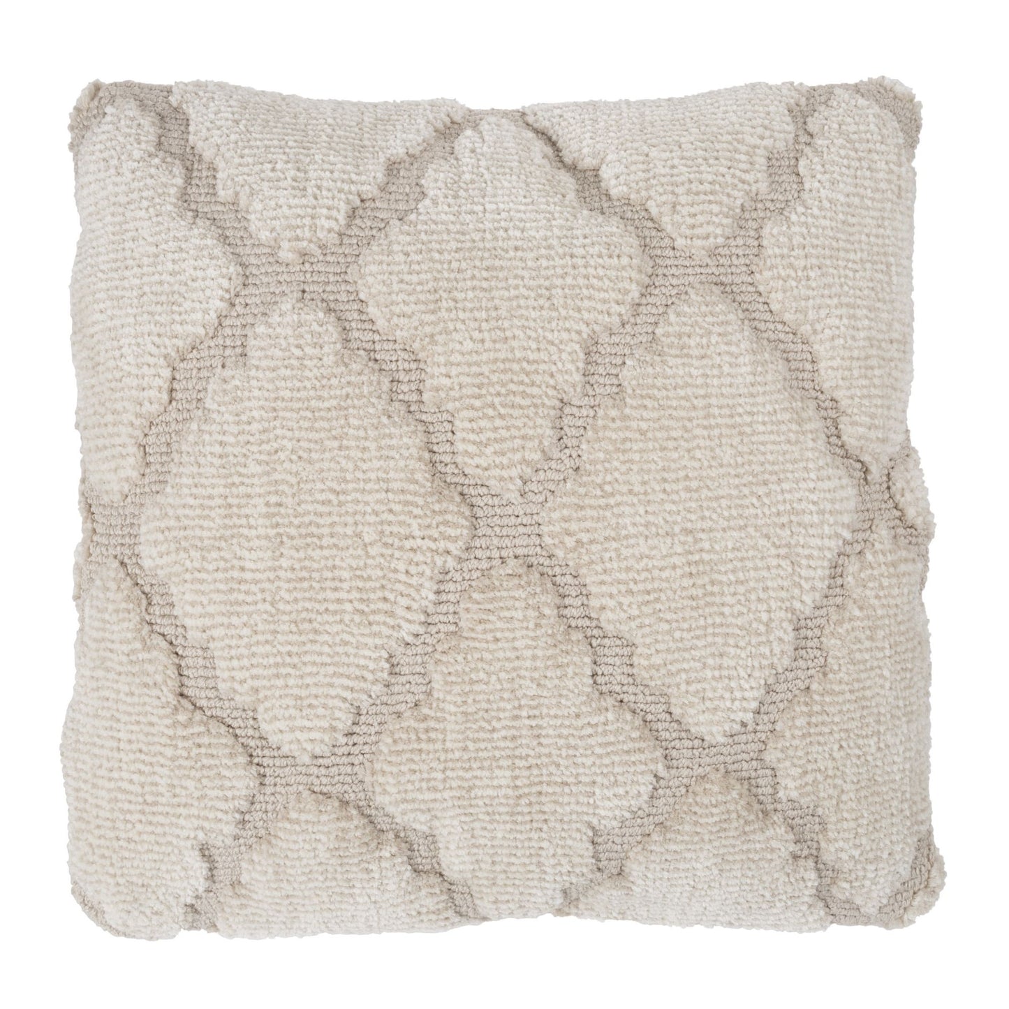 Geometric Textured Decorative Throw Pillow and Insert- Home Decor Lattice Trellis Accent Pillow with Invisible Zipper, 18 Inch by Lavish Home Color: Beige