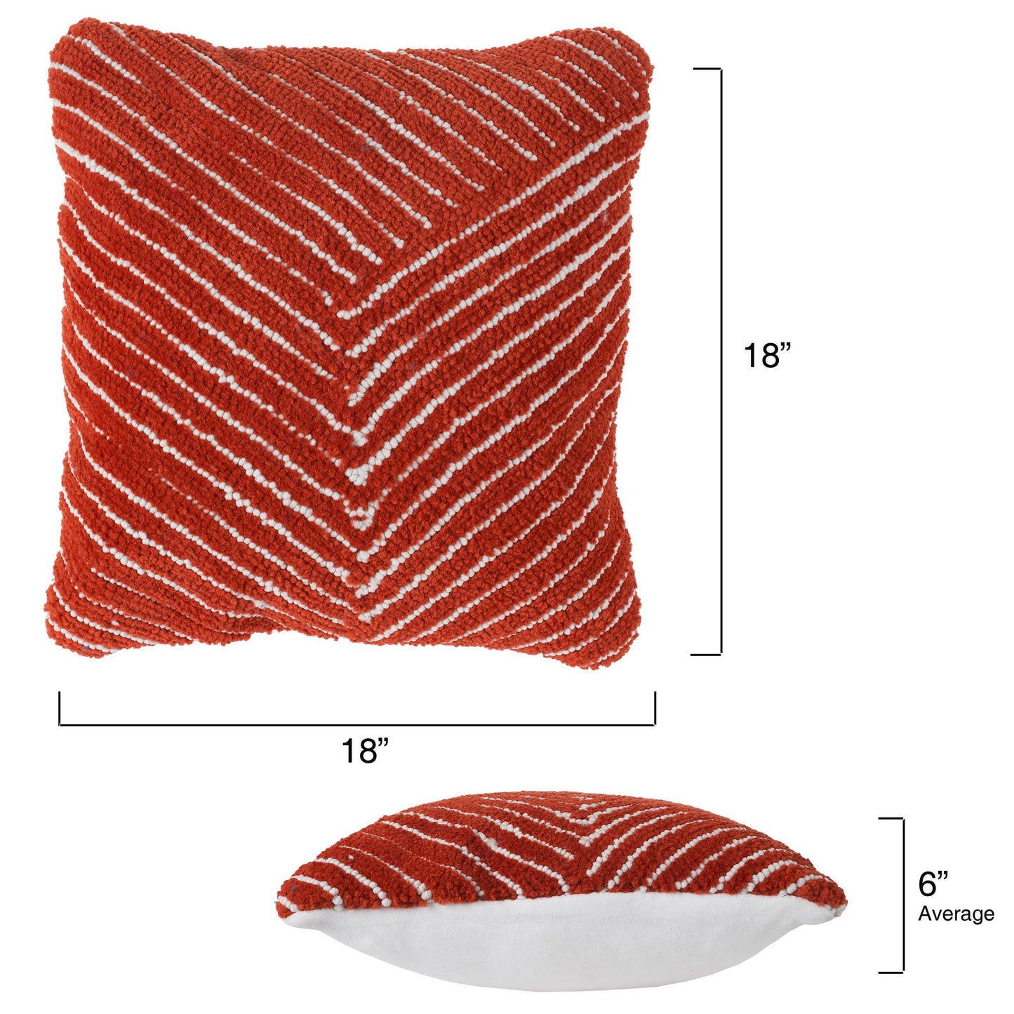 Modern Geometric Decorative Throw Pillow and Insert- Home Decor Diagonal Stripe Accent Pillow with Hidden Zipper, 18 Inch by Lavish Home Color: Clay Red