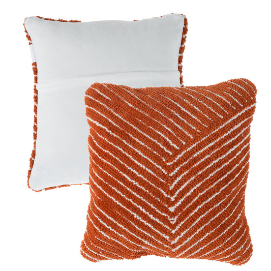 Modern Geometric Decorative Throw Pillow and Insert- Home Decor Diagonal Stripe Accent Pillow with Hidden Zipper, 18 Inch by Lavish Home Color: Burnt Orange