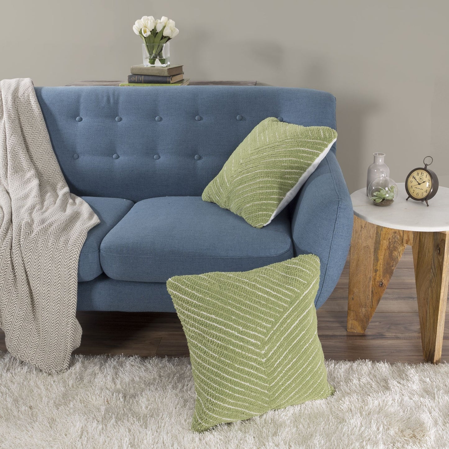 Modern Geometric Decorative Throw Pillow and Insert- Home Decor Diagonal Stripe Accent Pillow with Hidden Zipper, 18 Inch by Lavish Home Color: Leaf Green