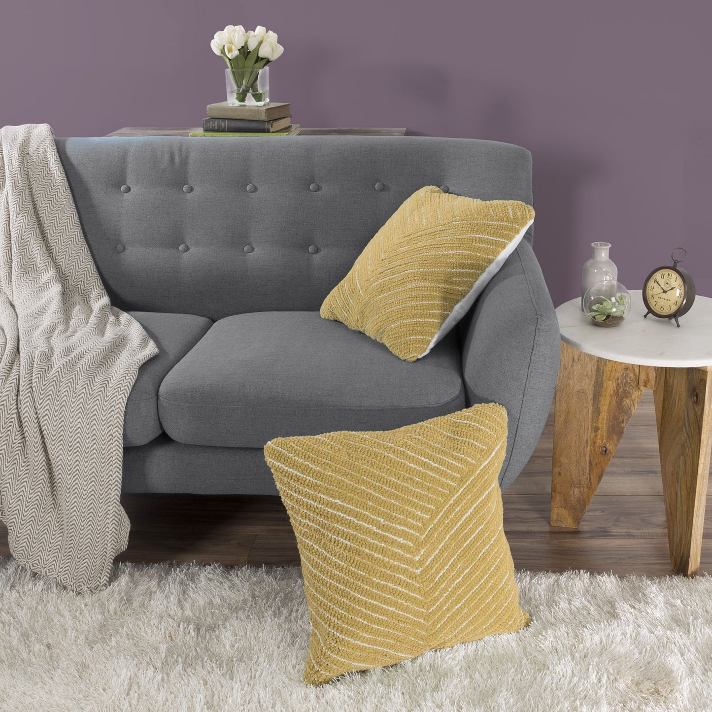 Modern Geometric Decorative Throw Pillow and Insert- Home Decor Diagonal Stripe Accent Pillow with Hidden Zipper, 18 Inch by Lavish Home Color: Ochre Sand