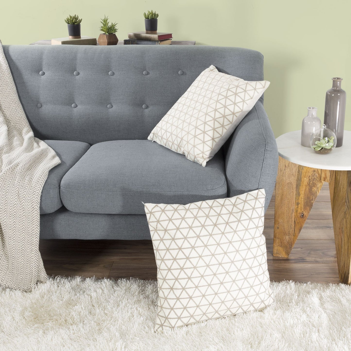 Modern Geometric Decorative Throw Pillow and Insert- Home Decor Triangle Accent Pillow with Invisible Zipper, 18 Inch by Lavish Home Color: Ivory Beige