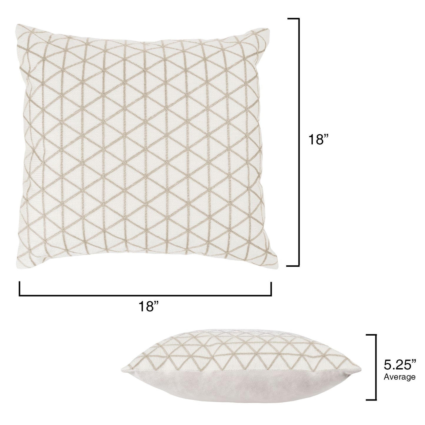 Modern Geometric Decorative Throw Pillow and Insert- Home Decor Triangle Accent Pillow with Invisible Zipper, 18 Inch by Lavish Home Color: Ivory Beige