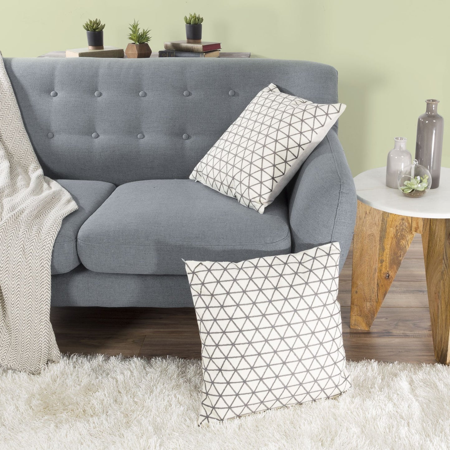 Modern Geometric Decorative Throw Pillow and Insert- Home Decor Triangle Accent Pillow with Invisible Zipper, 18 Inch by Lavish Home Color: Ivory Taupe