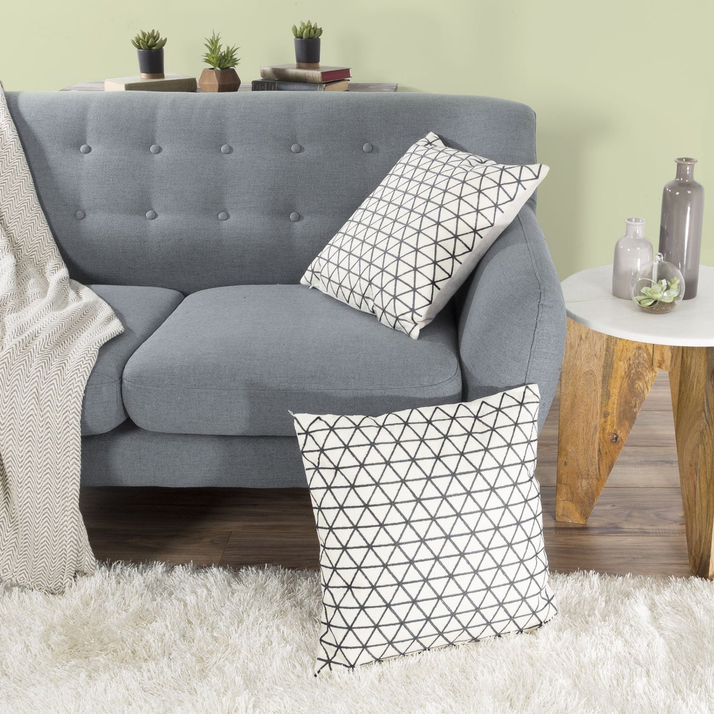 Modern Geometric Decorative Throw Pillow and Insert - Home Decor Triangle Accent Pillow Invisible Zipper, 18 Inch by Lavish Home Color: Ivory Charcoal