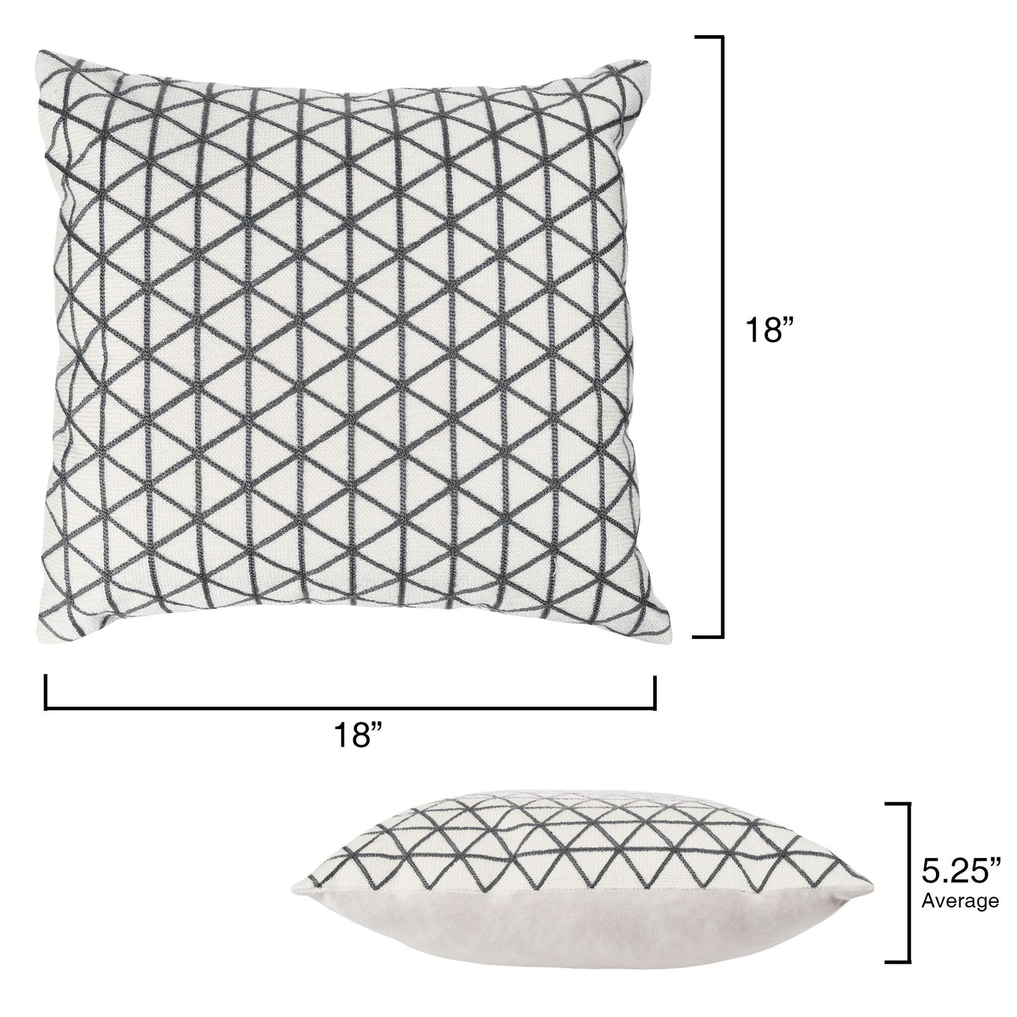 Modern Geometric Decorative Throw Pillow and Insert - Home Decor Triangle Accent Pillow Invisible Zipper, 18 Inch by Lavish Home Color: Ivory Charcoal