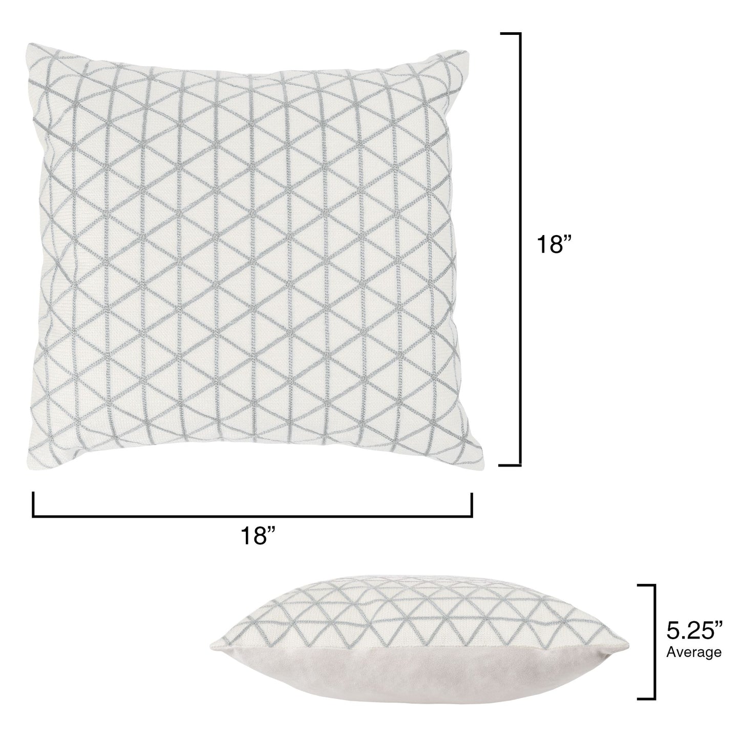 Modern Geometric Decorative Throw Pillow and Insert- Home Decor Triangle Accent Pillow Invisible Zipper, 18 Inch by Lavish Home Color: Ivory Silver Grey