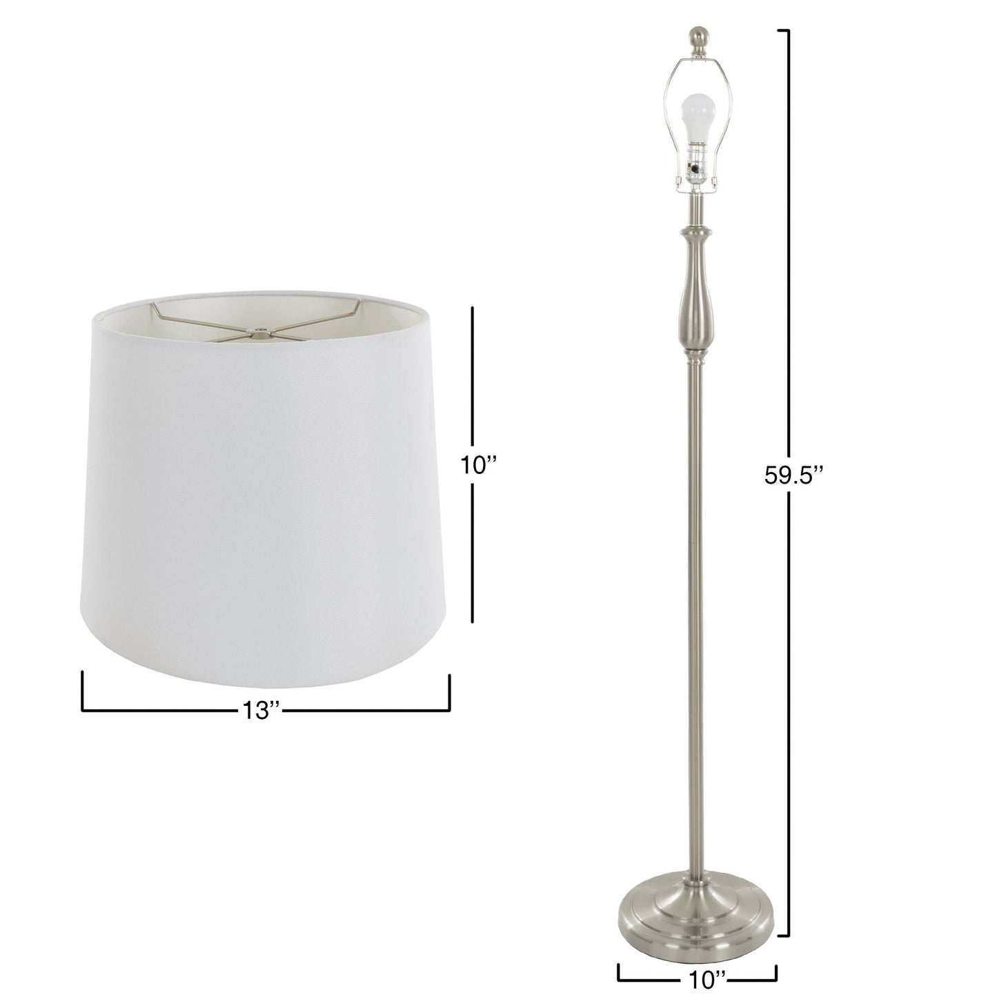 Table Lamps and Floor Lamp Set of 3, Traditional Brushed Steel (3 LED Bulbs included) by Lavish Home