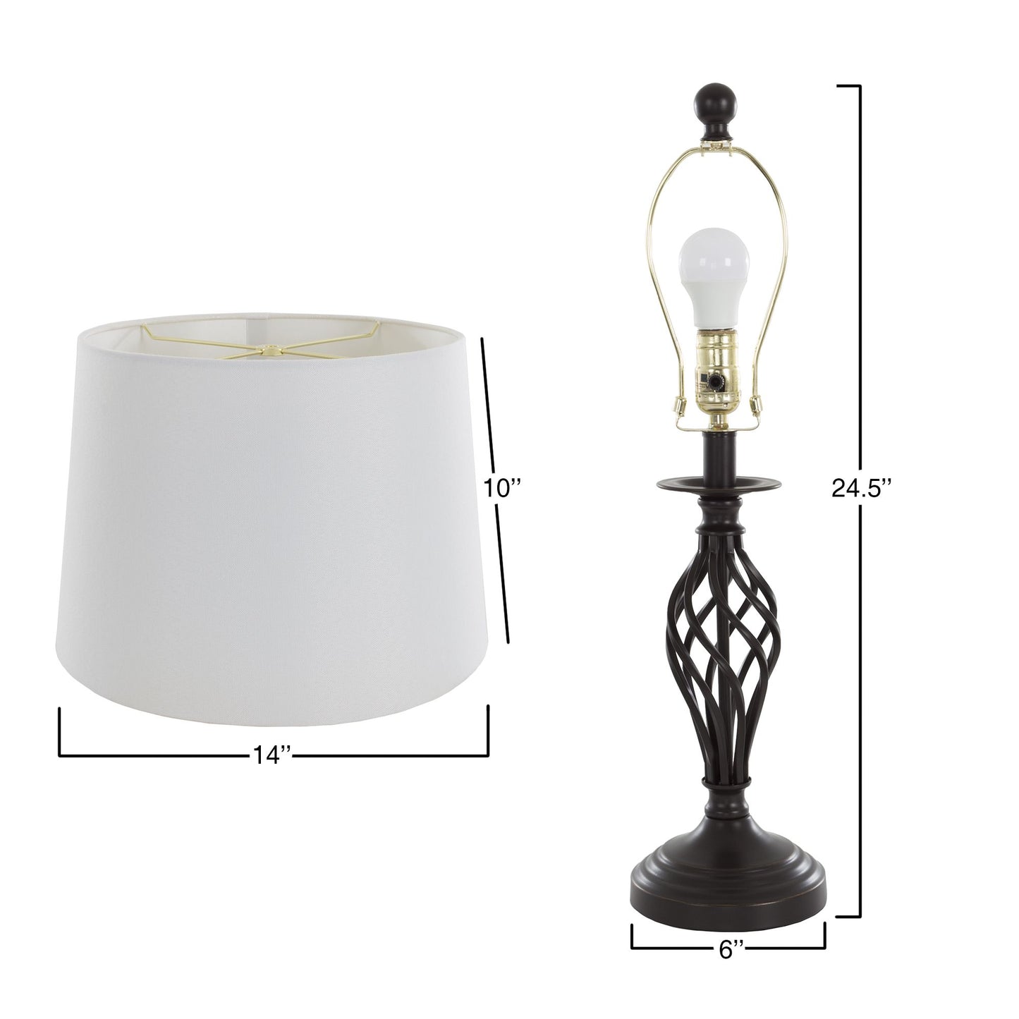 Table Lamps and Floor Lamp Set of 3, Spiral Cage Design (3 LED Bulbs included) by Lavish Home