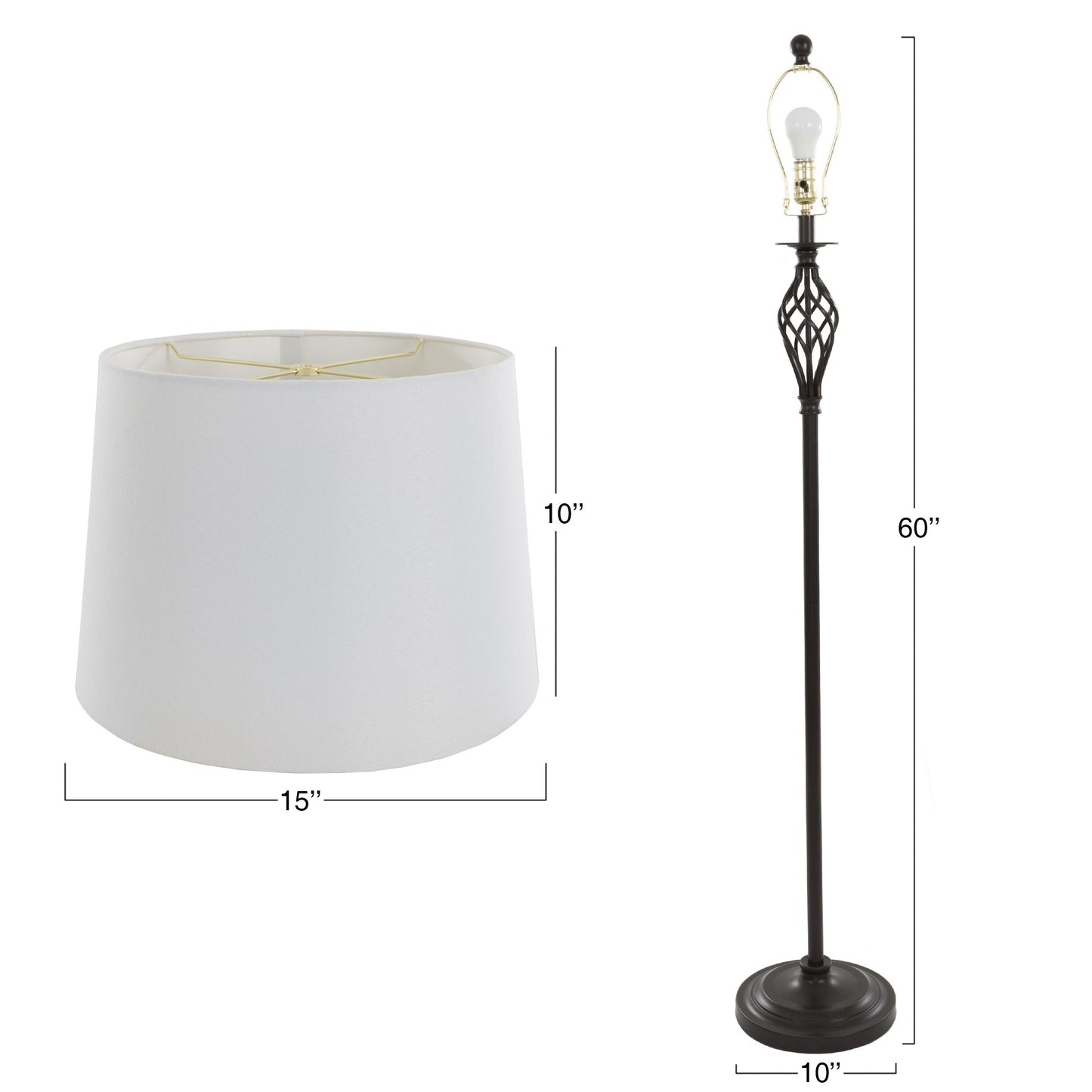 Table Lamps and Floor Lamp Set of 3, Spiral Cage Design (3 LED Bulbs included) by Lavish Home