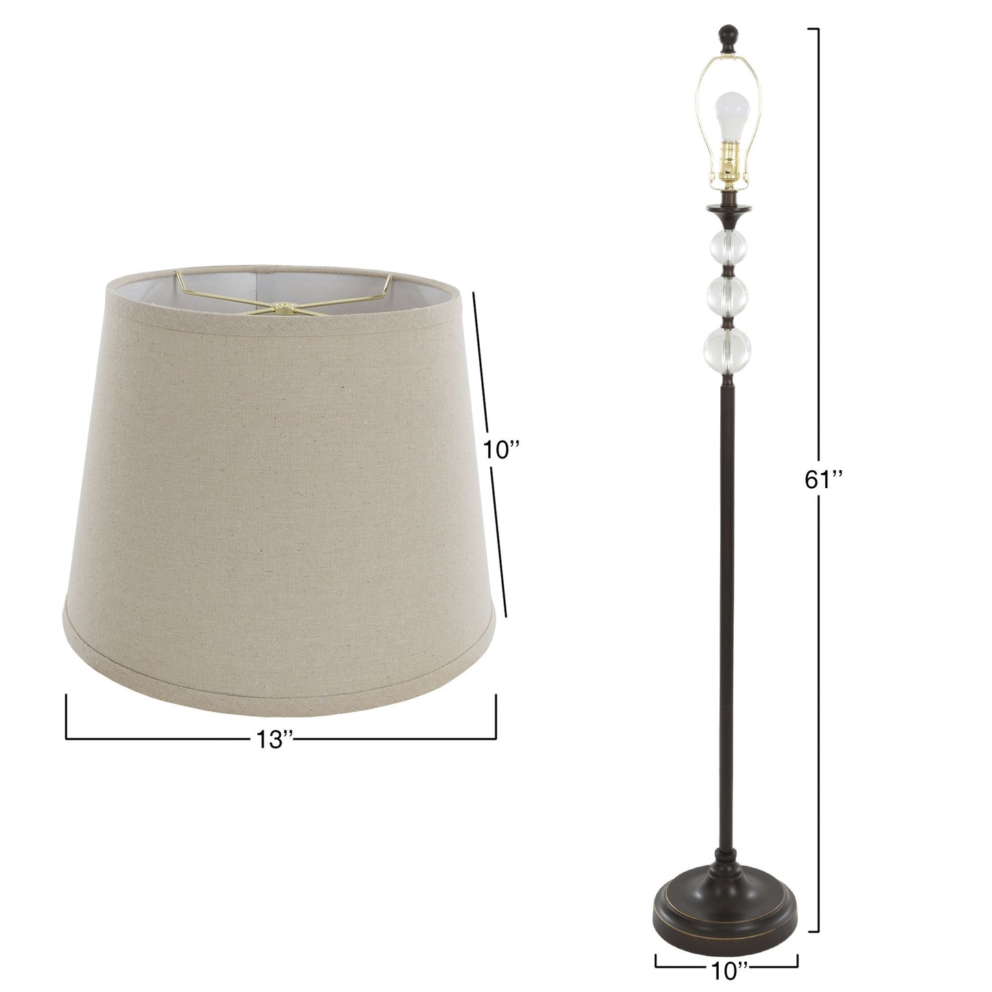 Table Lamps and Floor Lamp Set of 3,Crystal Balls with Bronze (3 LED Bulbs included) by Lavish Home