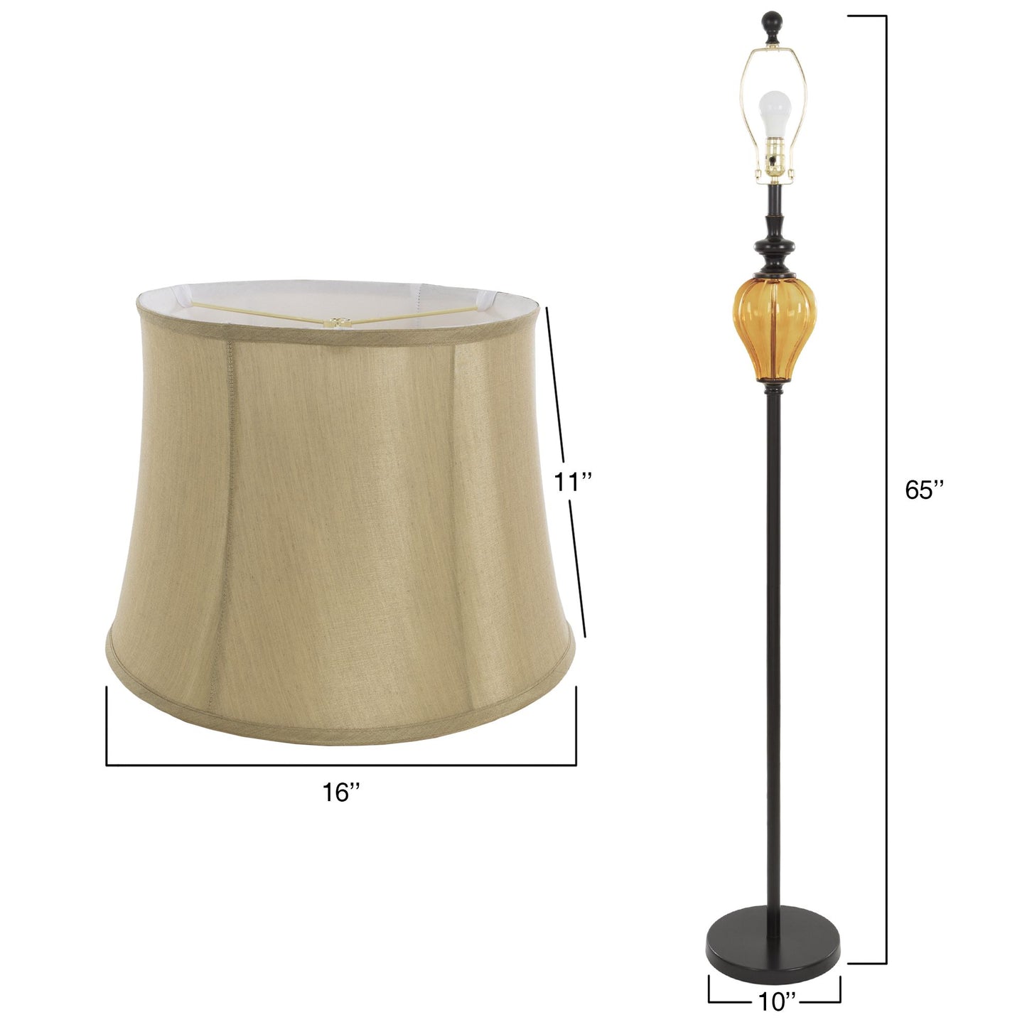 Table Lamps and Floor Lamp Set of 3, Amber Glass (3 LED Bulbs included) by Lavish Home