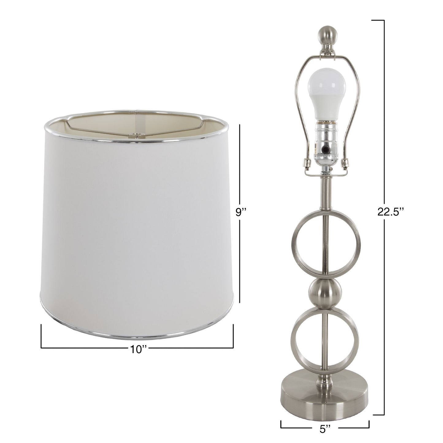 Table Lamps and Floor Lamp Set of 3, Modern Brushed Steel (3 LED Bulbs included) by Lavish Home