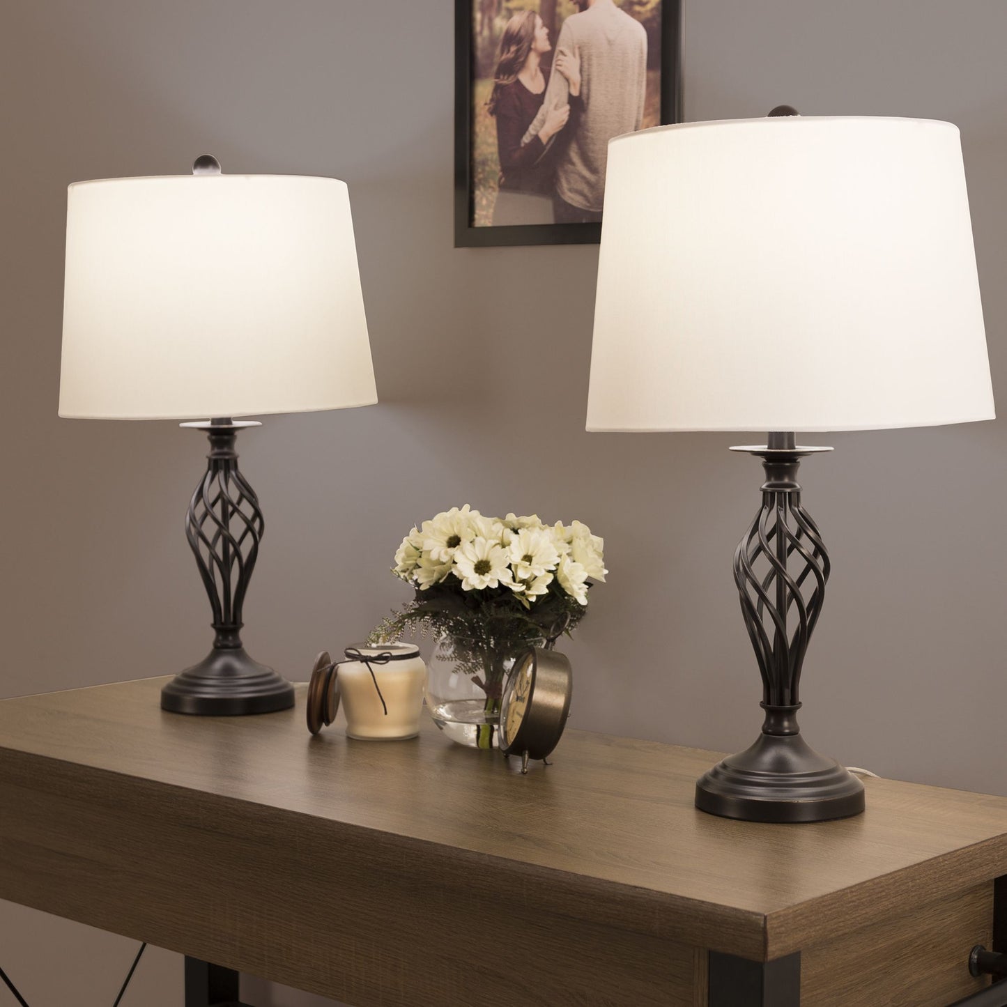 Table Lamps Set of 2, Spiral Cage Design (2 LED Bulbs included) by Lavish Home