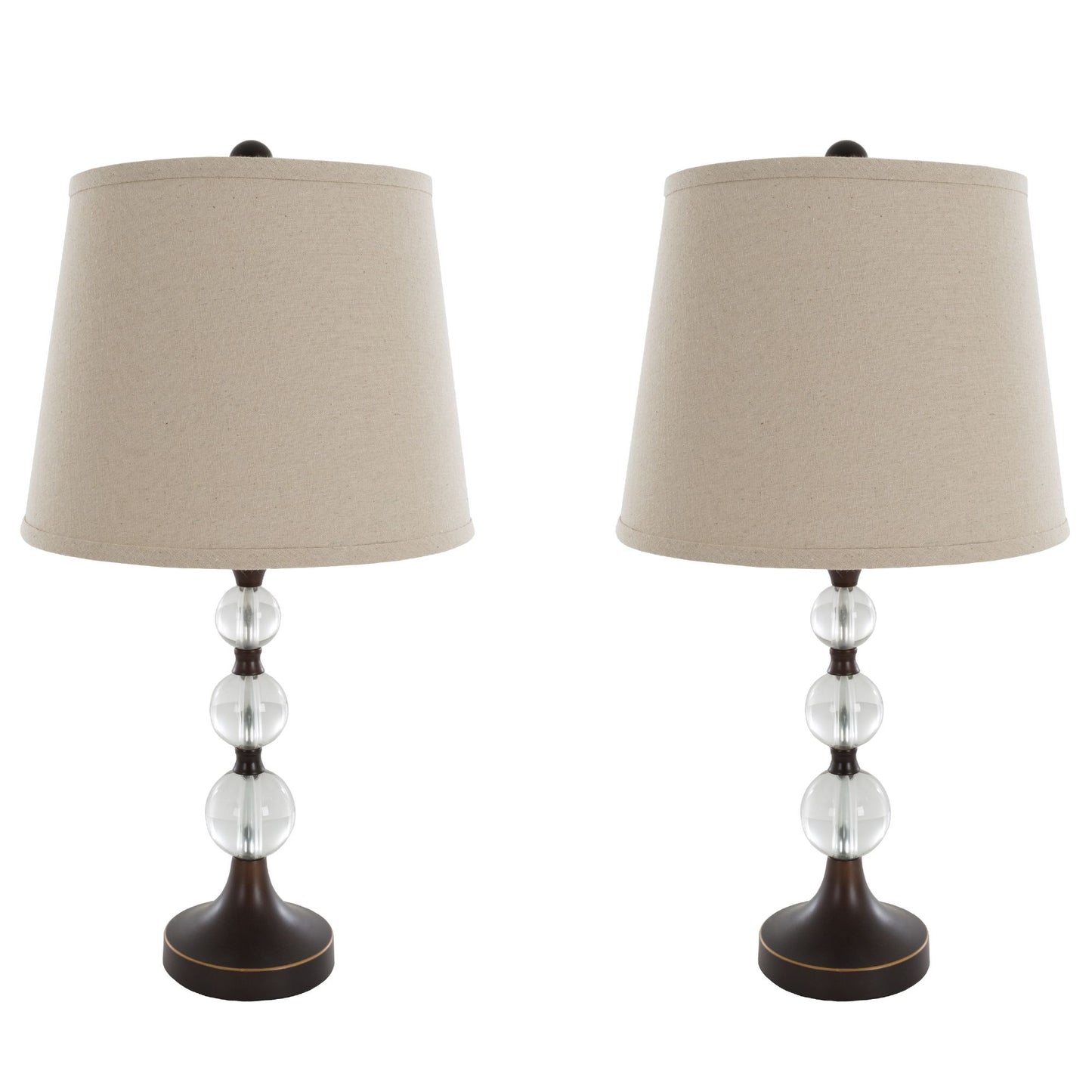 Table Lamps Set of 2, Crystal Balls with Bronze (2 LED Bulbs included) by Lavish Home
