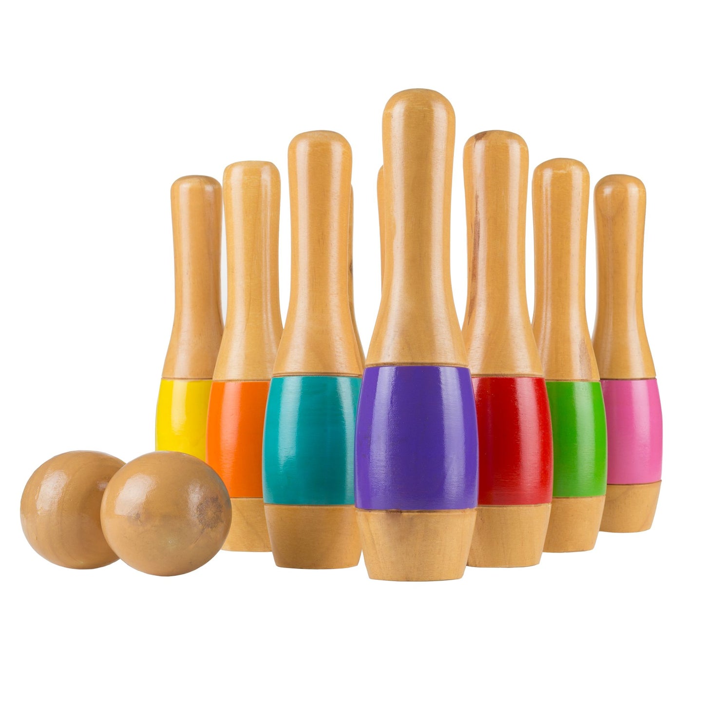 Lawn Bowling, 9.5 inch Tall Wooden Lawn Game, Indoor amp; Outdoor Toy, Adults amp; Kids, Multi-color, by Hey! Play!