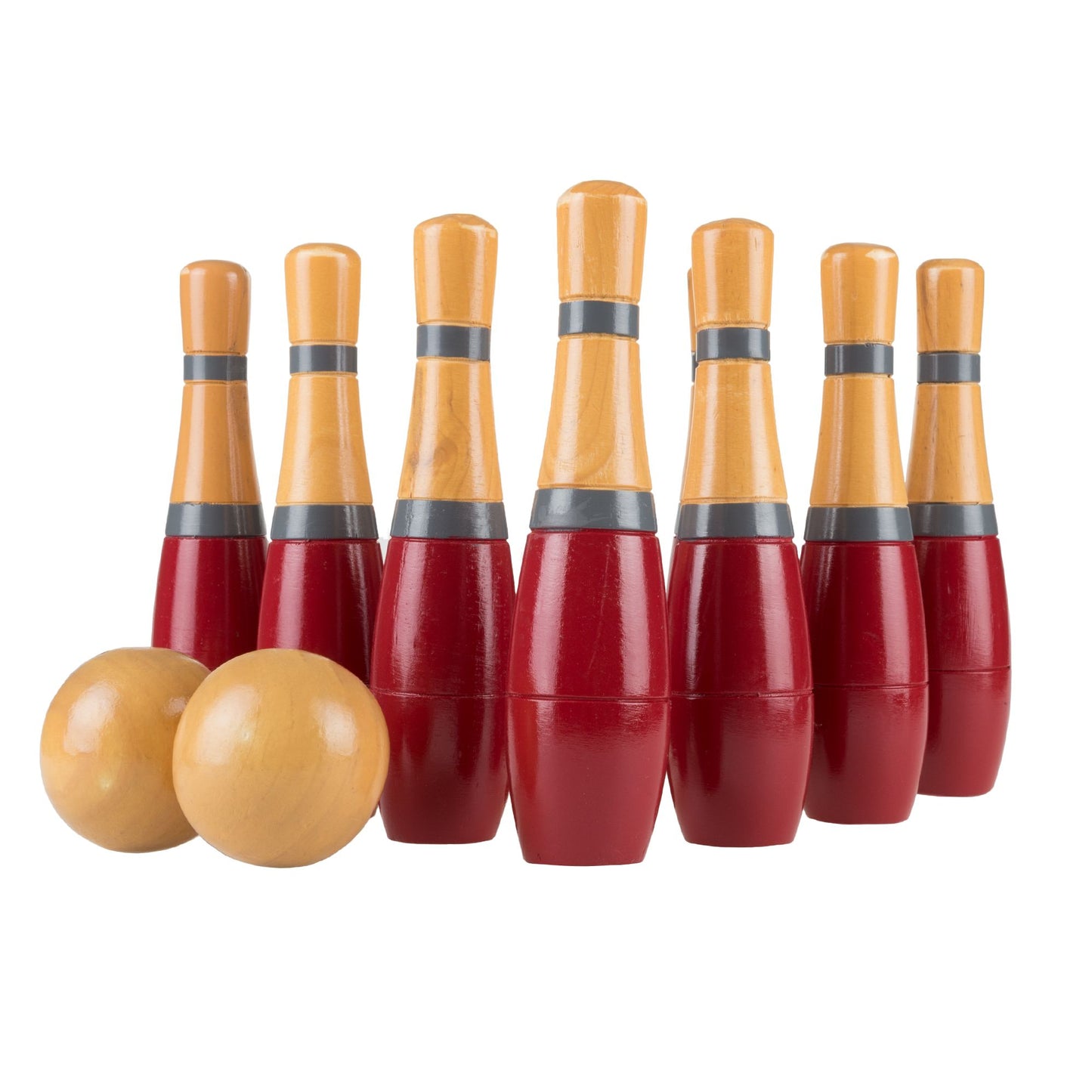 Lawn Bowling, 8 inch Tall Wooden Lawn Game, Indoor amp; Outdoor Toy, Adults amp; Kids, Red and Gray, by Hey! Play!