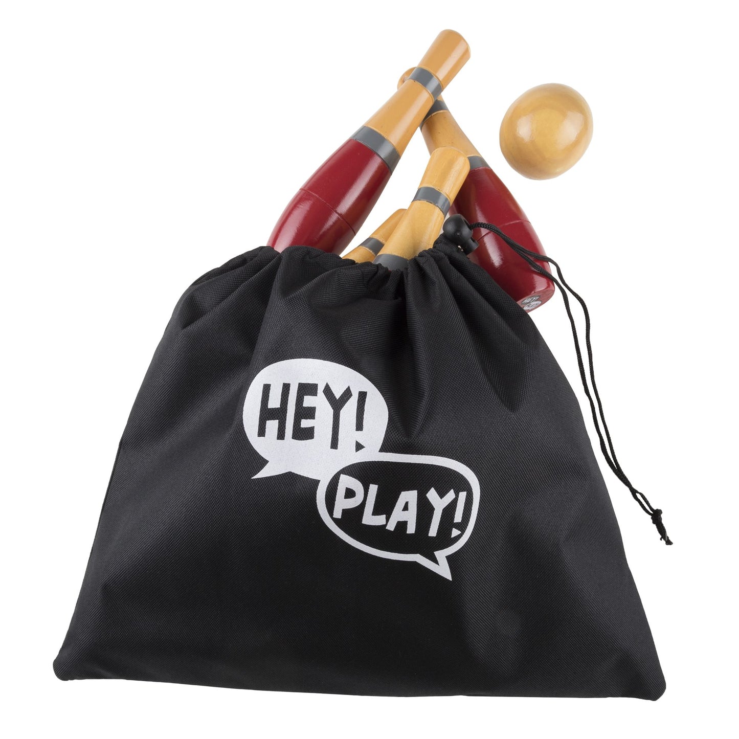 Lawn Bowling, 8 inch Tall Wooden Lawn Game, Indoor amp; Outdoor Toy, Adults amp; Kids, Red and Gray, by Hey! Play!