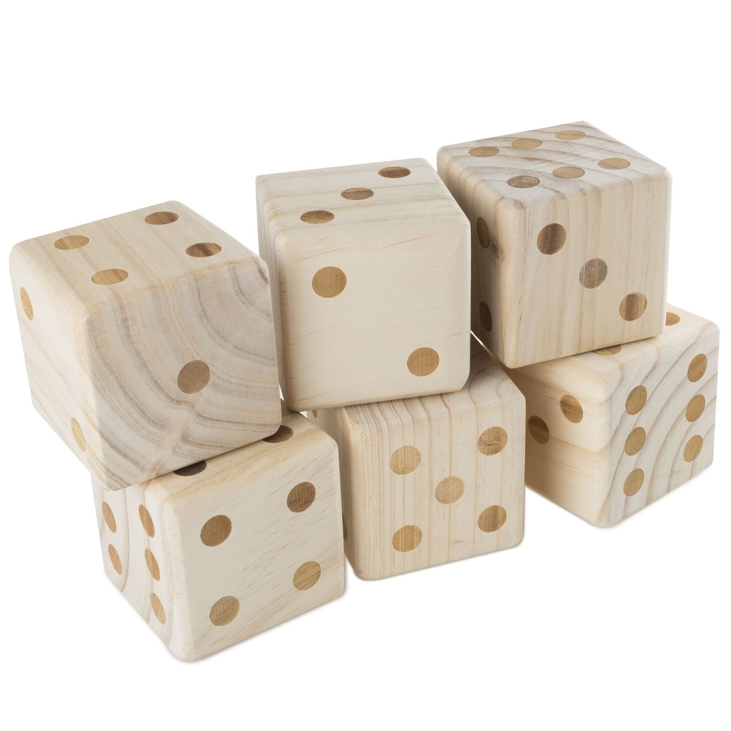 Giant Wooden Yard Dice Outdoor Lawn Game, 6 Playing Dice with Carrying Case for Kids and Adults by Hey! Play!