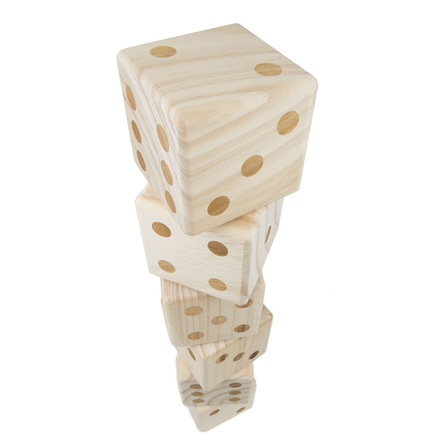 Giant Wooden Yard Dice Outdoor Lawn Game, 6 Playing Dice with Carrying Case for Kids and Adults by Hey! Play!