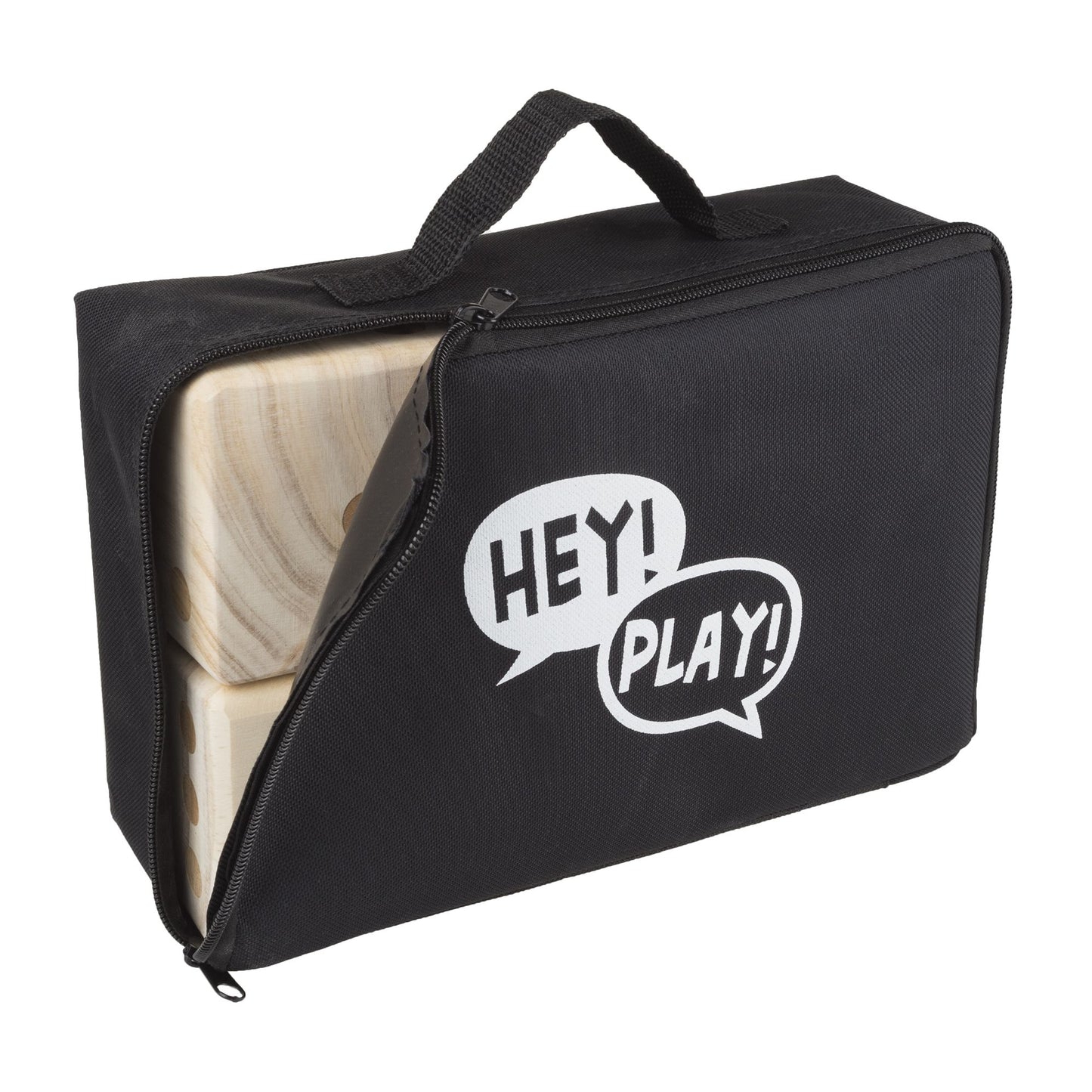 Giant Wooden Yard Dice Outdoor Lawn Game, 6 Playing Dice with Carrying Case for Kids and Adults by Hey! Play!