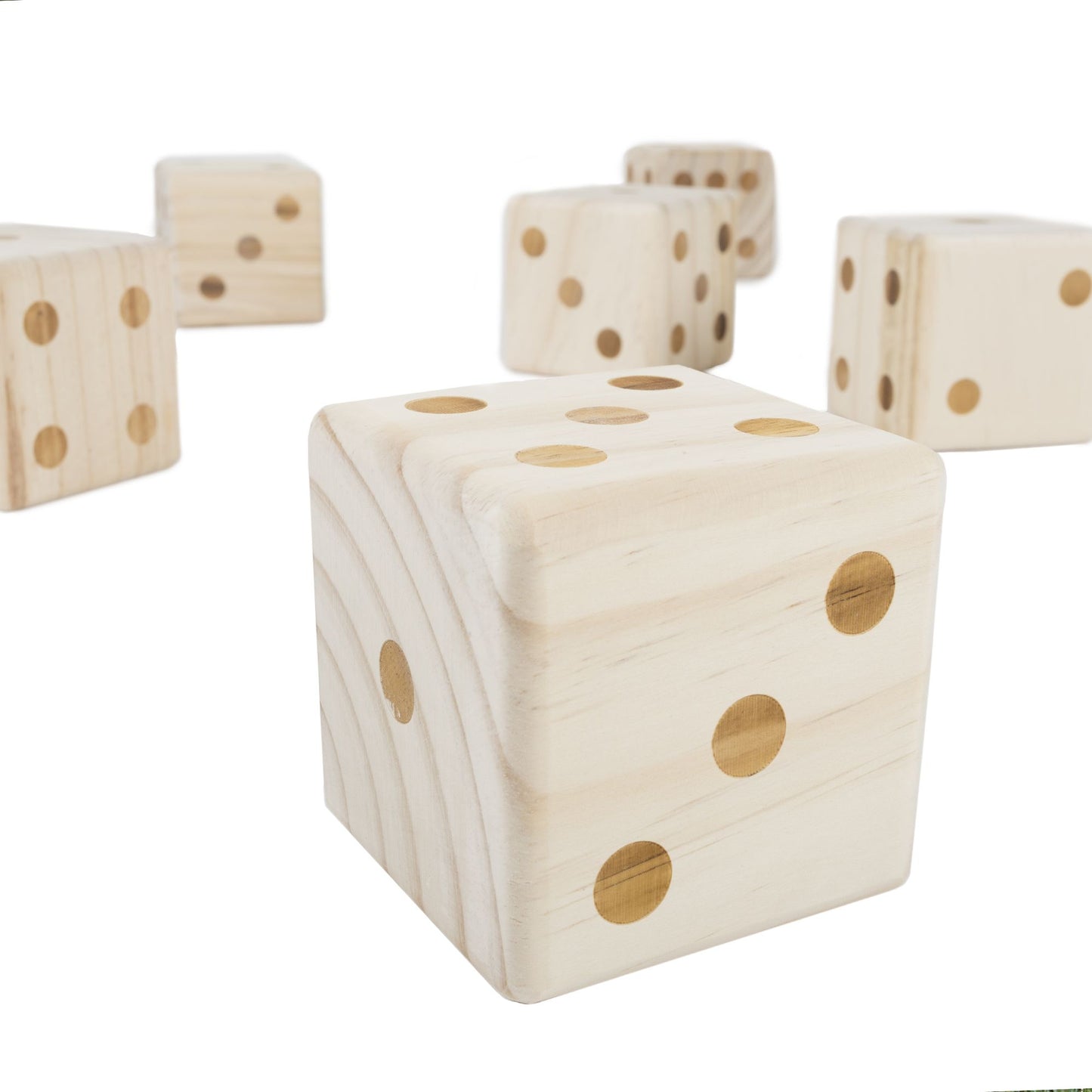 Giant Wooden Yard Dice Outdoor Lawn Game, 6 Playing Dice with Carrying Case for Kids and Adults by Hey! Play!