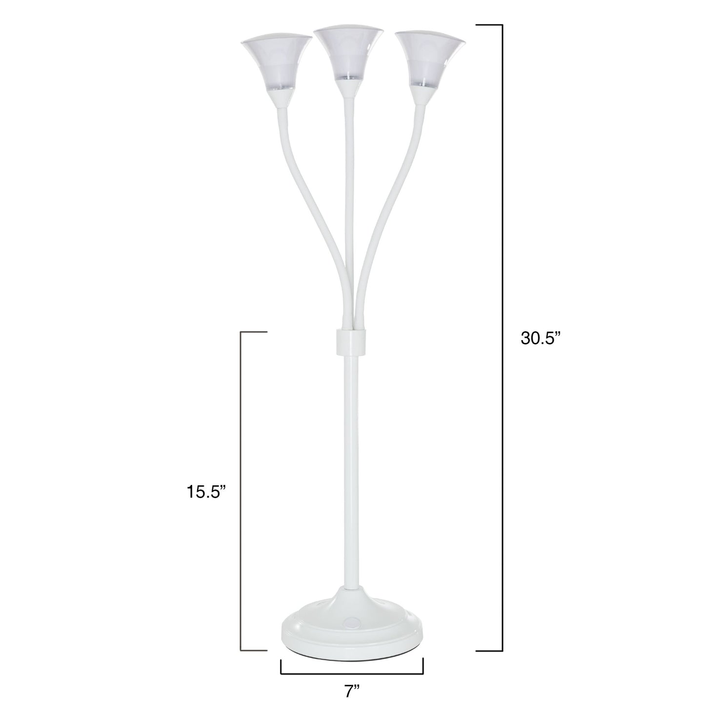 3 Head Desk Lamp, LED Light with Adjustable Arms, Touch Switch and Dimmer (White) by Lavish Home