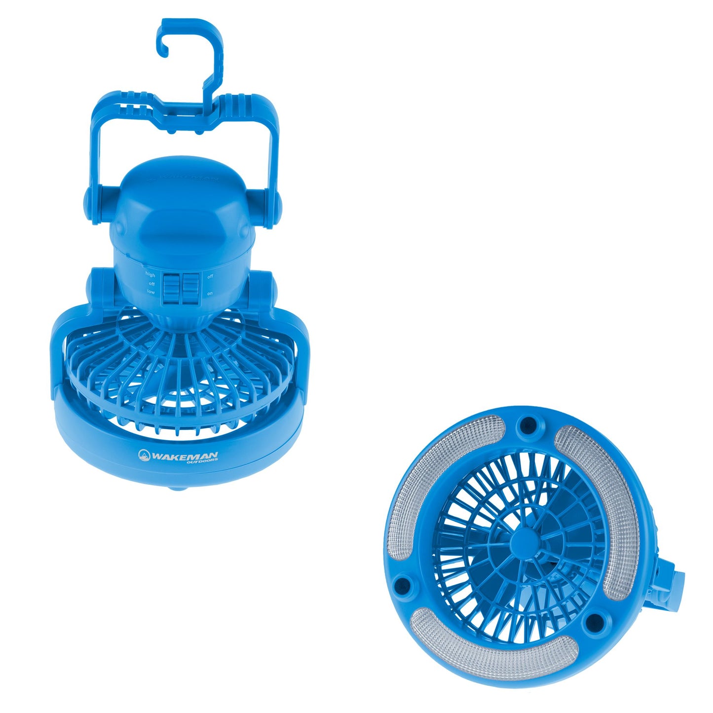 2 In 1 Portable Camping Lantern with Ceiling Fan Weather Resistant 18 LED Light by Wakeman Outdoors For Tents, Hiking, Power Outages and More