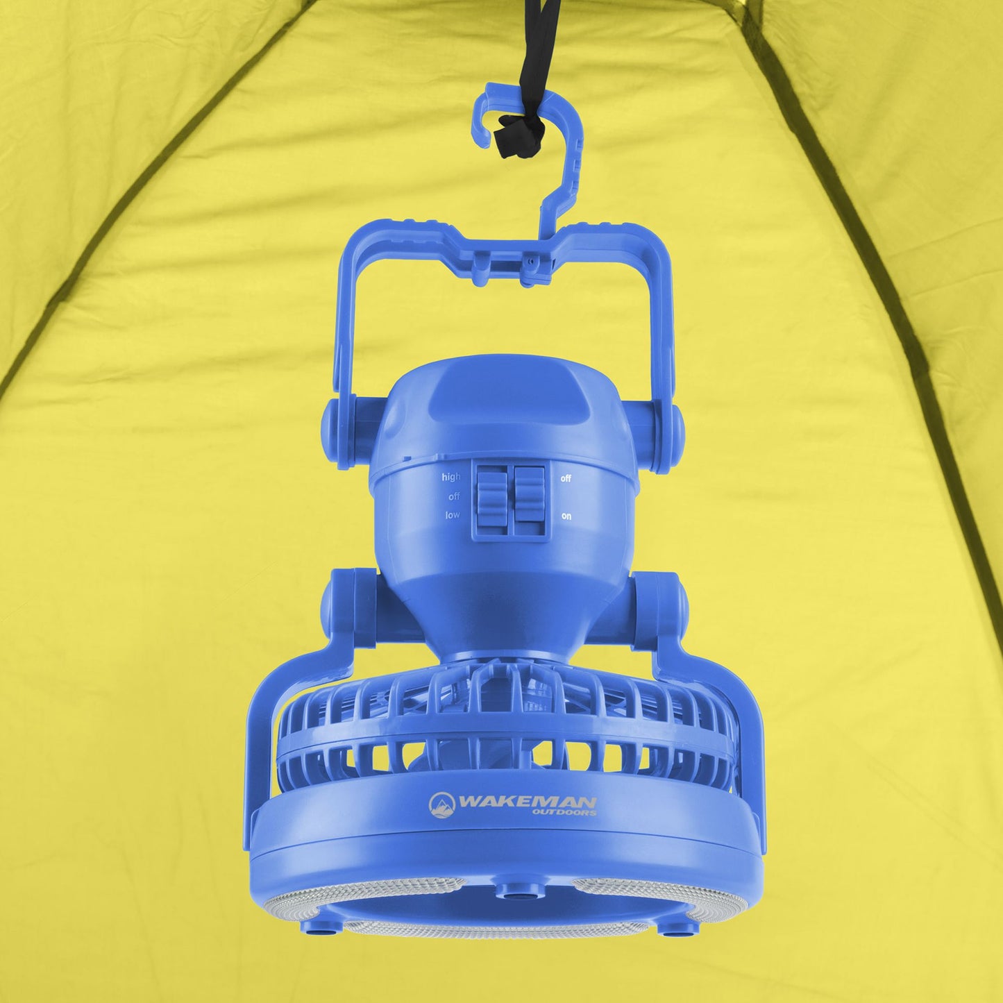 2 In 1 Portable Camping Lantern with Ceiling Fan Weather Resistant 18 LED Light by Wakeman Outdoors For Tents, Hiking, Power Outages and More