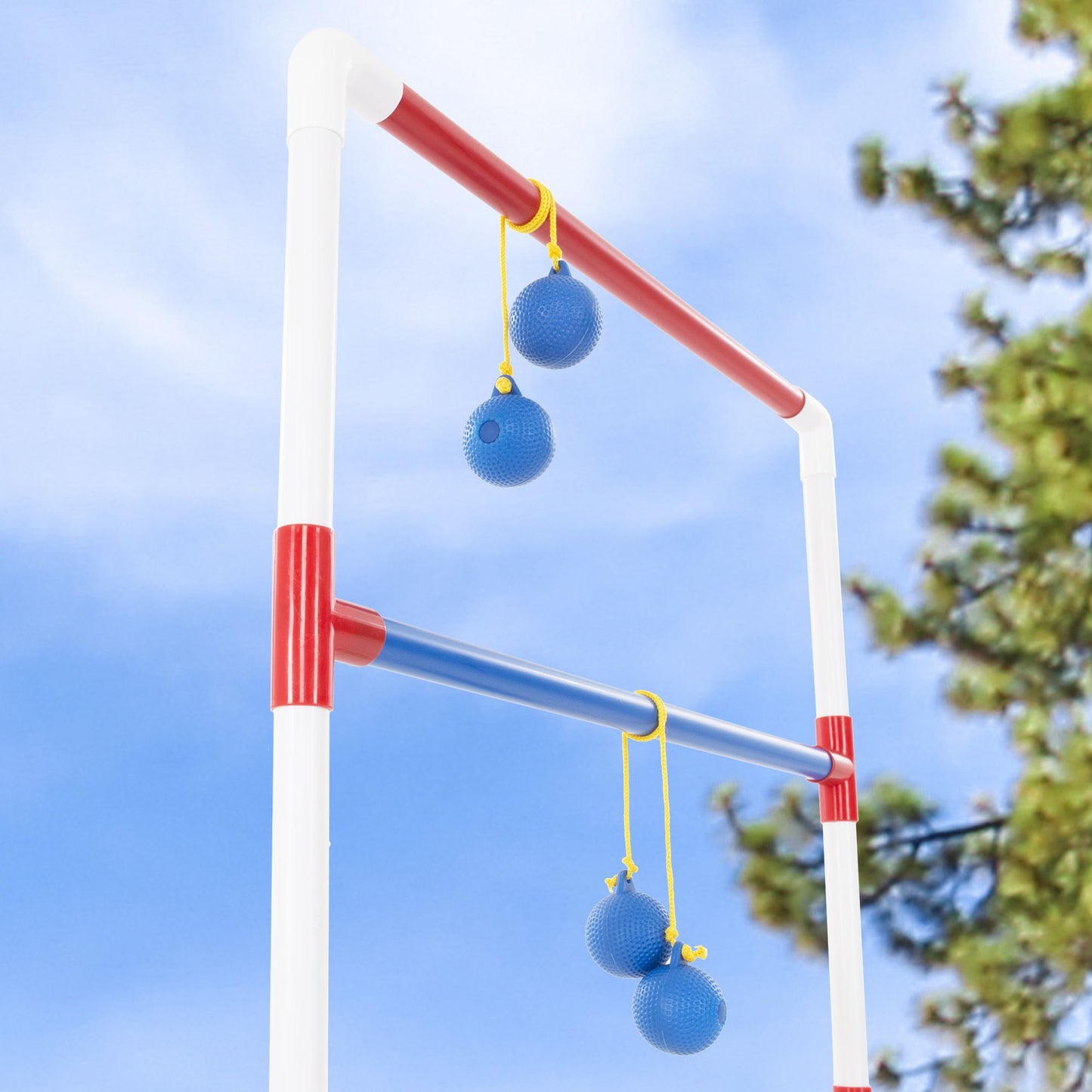 Ladder Toss Outdoor Game, Two PVC Game Sets with 6 Bolas and Carrying Case for Kids and Adults by Hey! Play!