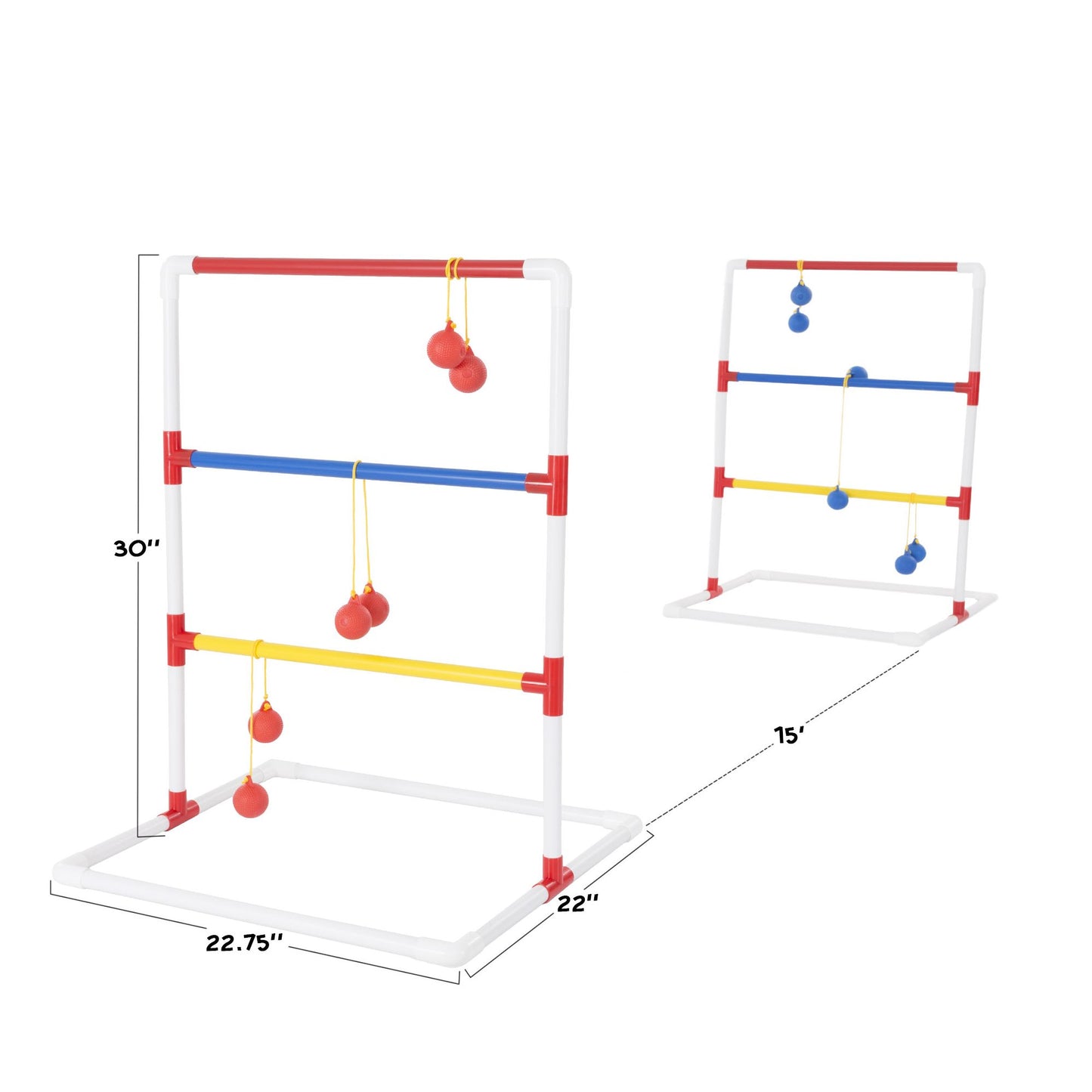 Ladder Toss Outdoor Game, Two PVC Game Sets with 6 Bolas and Carrying Case for Kids and Adults by Hey! Play!