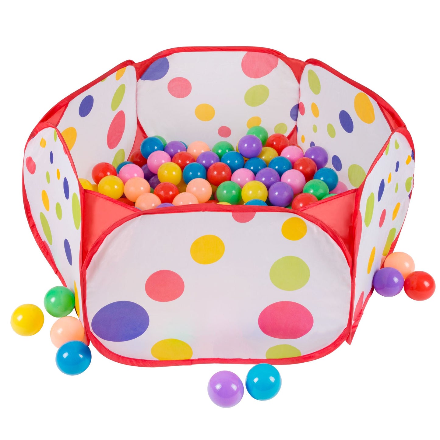 Kids Pop-up Six-sided Ball Pit Tent with 200 Colorful and Soft Crush-proof Non-toxic Plastic Balls for Toddlers Boys and Girls by Hey! Play!