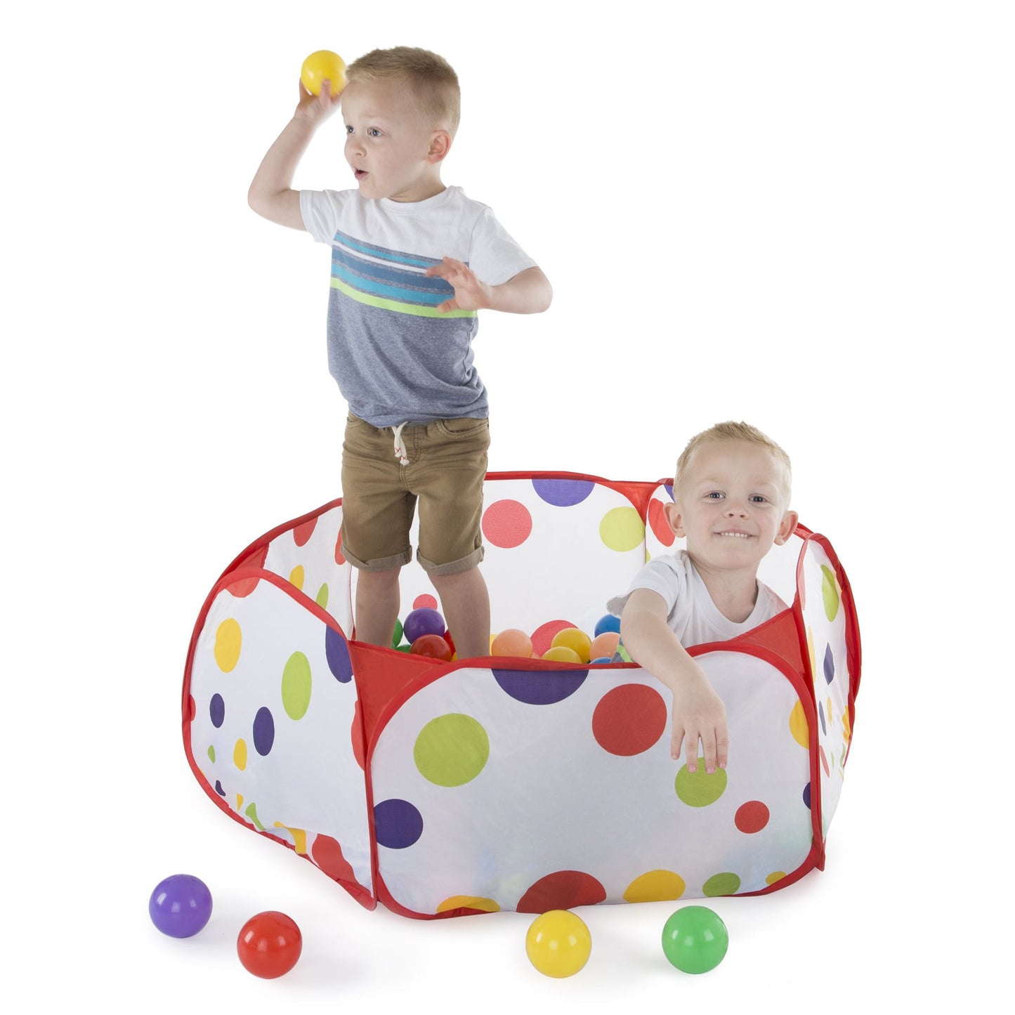 Kids Pop-up Six-sided Ball Pit Tent with 200 Colorful and Soft Crush-proof Non-toxic Plastic Balls for Toddlers Boys and Girls by Hey! Play!