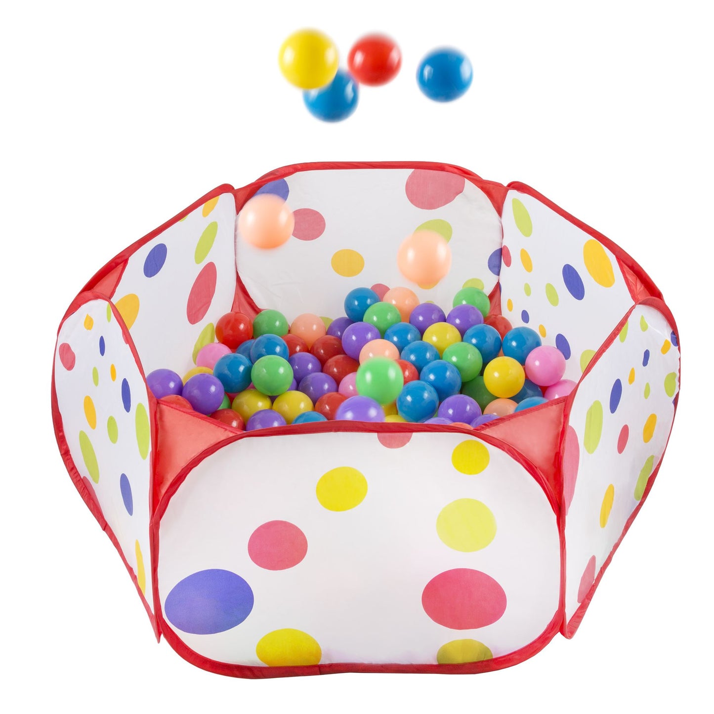 Kids Pop-up Six-sided Ball Pit Tent with 200 Colorful and Soft Crush-proof Non-toxic Plastic Balls for Toddlers Boys and Girls by Hey! Play!