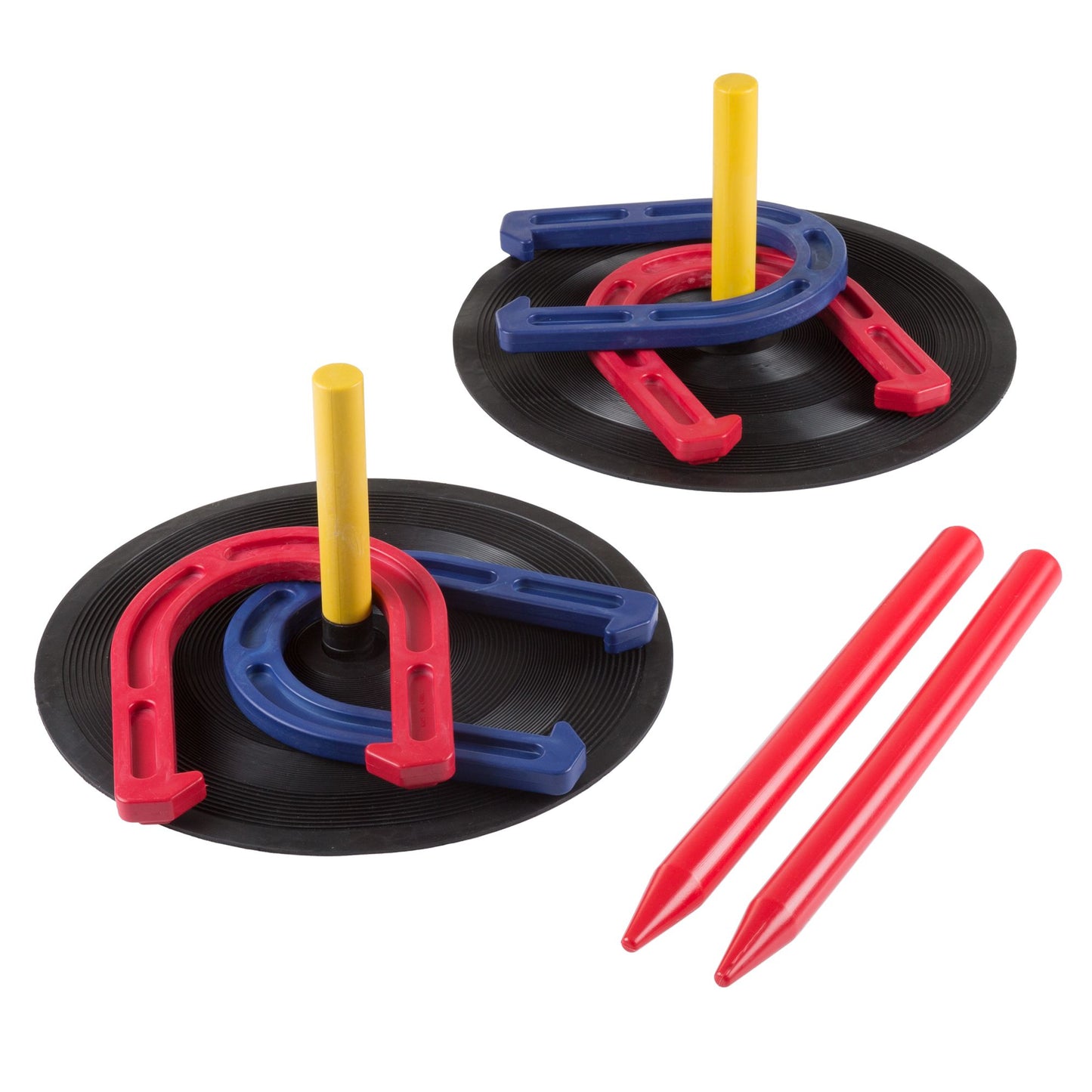 Rubber Horseshoes Game Set for Outdoor and Indoor Games - Perfect for Tailgating, Camping, Backyard and Inside Fun for Adults and Kids by Hey! Play!