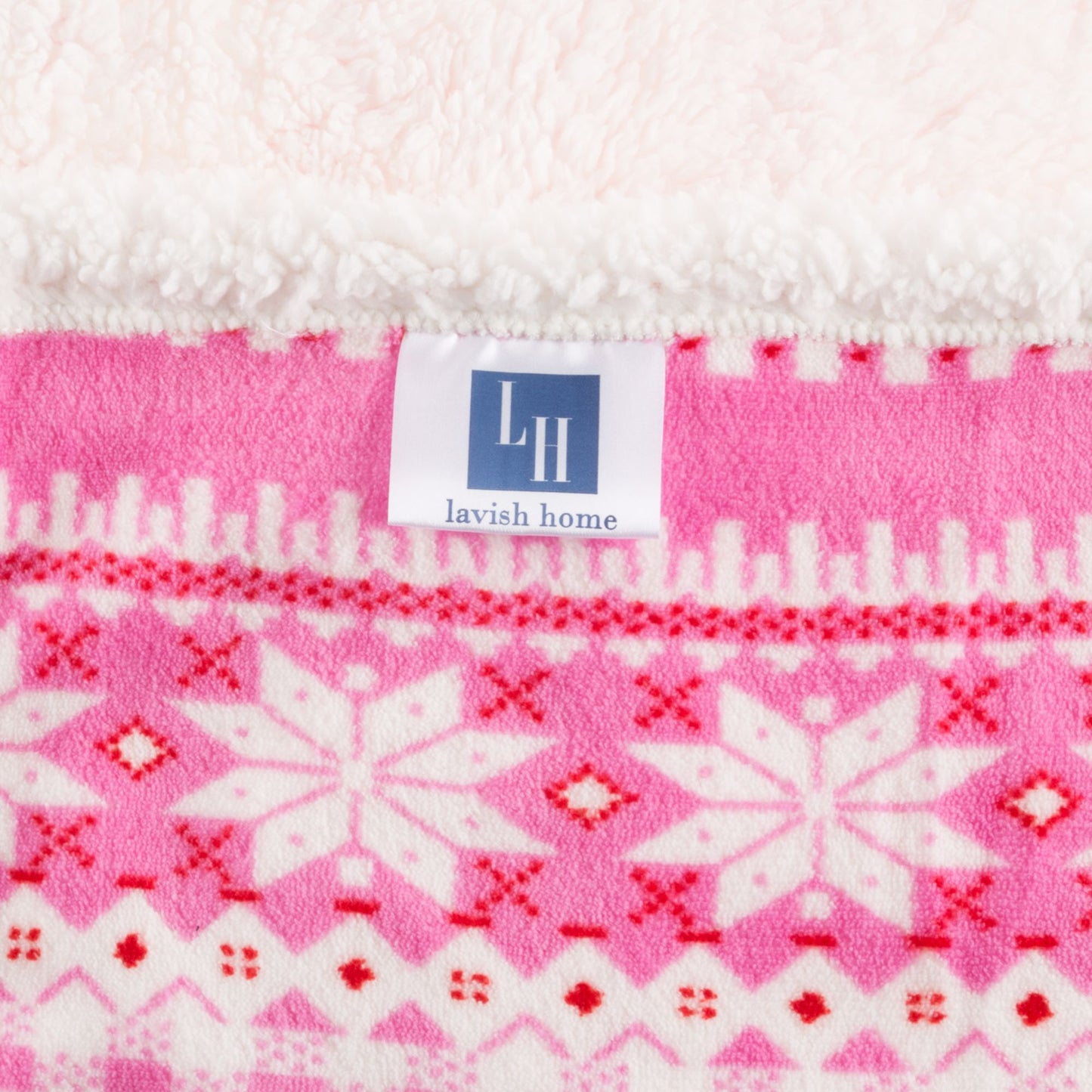 Sherpa Fleece Throw Blanket With Pink Snowflake Pattern Lightweight Hypoallergenic Bed or Couch Soft Plush Blanket (60" x 70") by Lavish Home