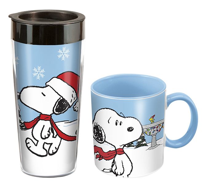 Peanuts Plastic Travle Mug and 12oz Ceramic mug Gift Set