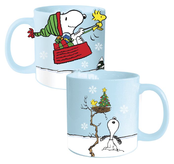 Peanuts Snoopy Sled 20oz Bas Relief Ceramic Mug