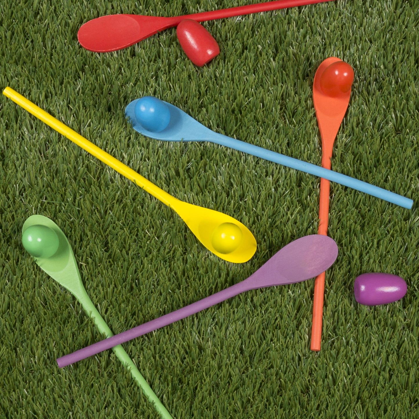 Wooden Egg and Spoon Race Game with 6 Spoons & Eggs, Indoor or Outdoor Balance Game for Adults and Kids by Hey! Play!